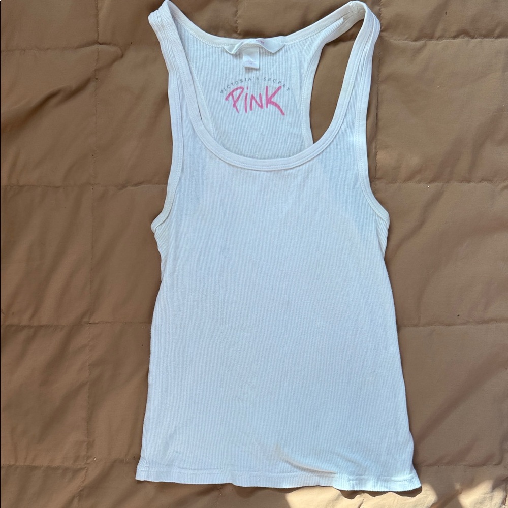 PINK Victoria's Secret White Racerback Tank